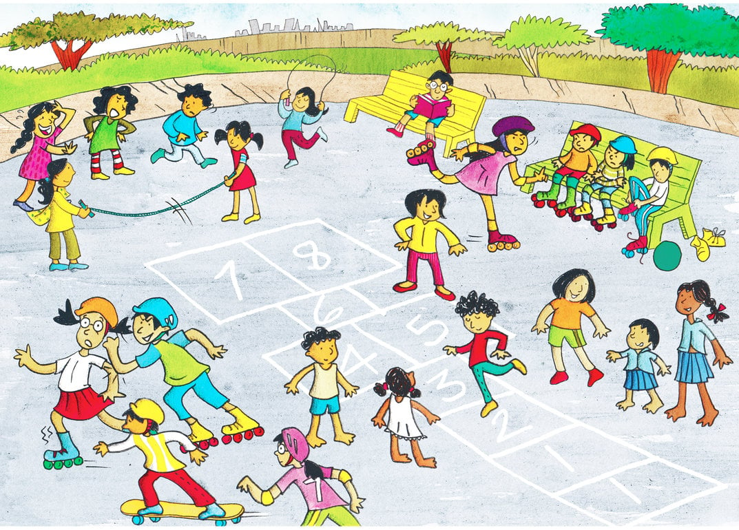 Children playing at a park - StoryWeaver