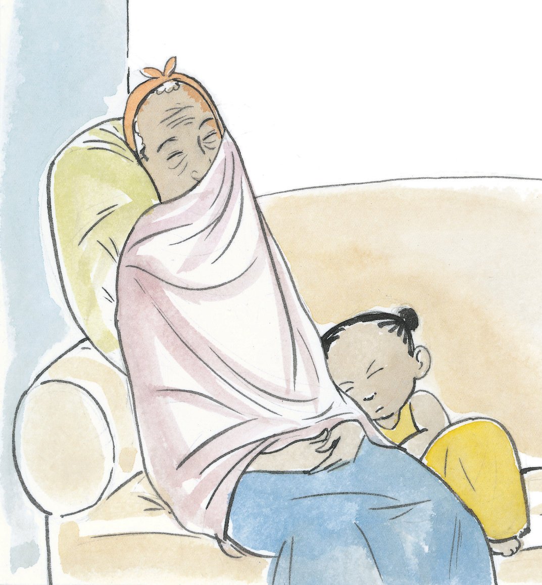 Grandmother and girl sleeping - StoryWeaver