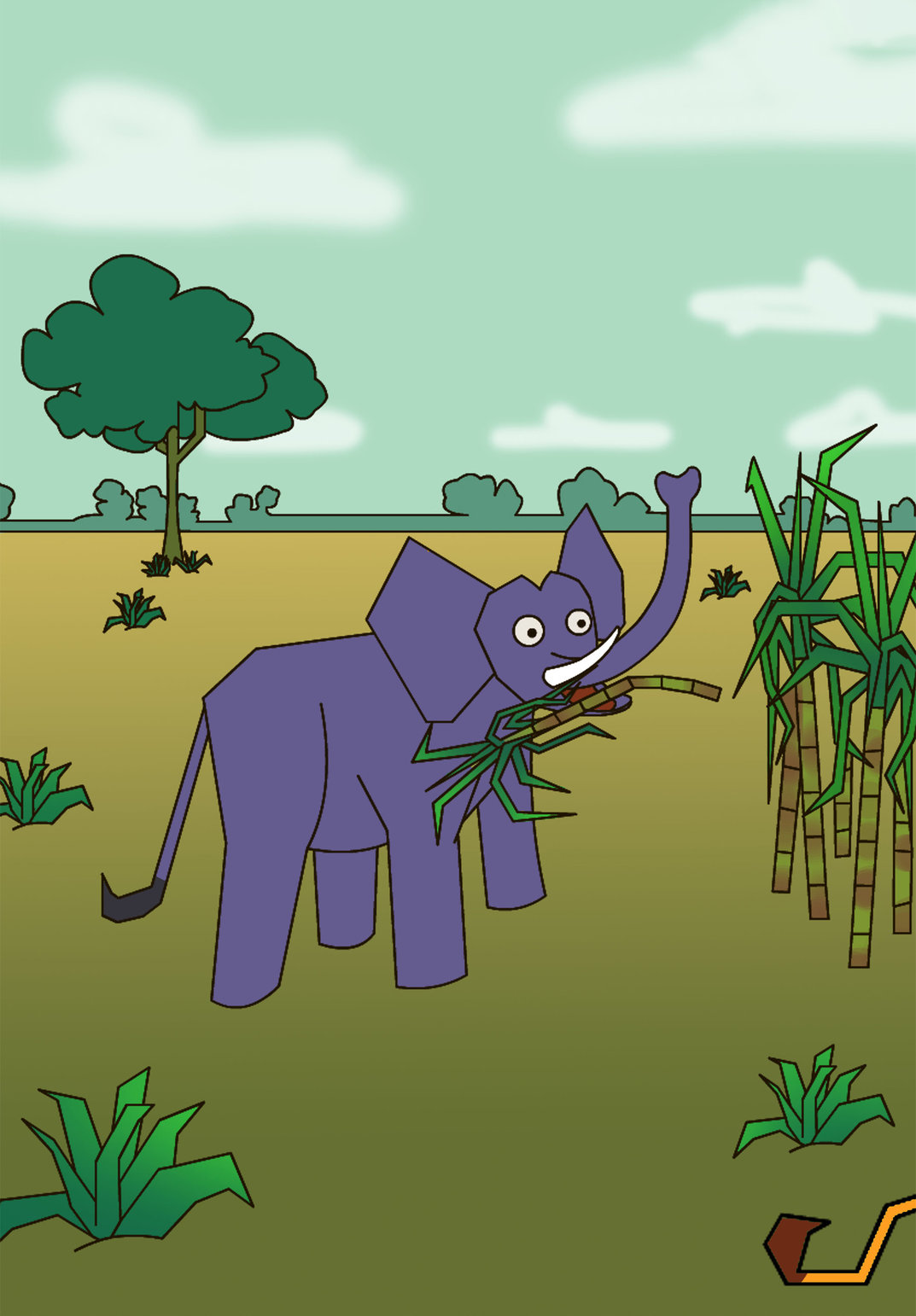 Elephant eating sugarcane - StoryWeaver