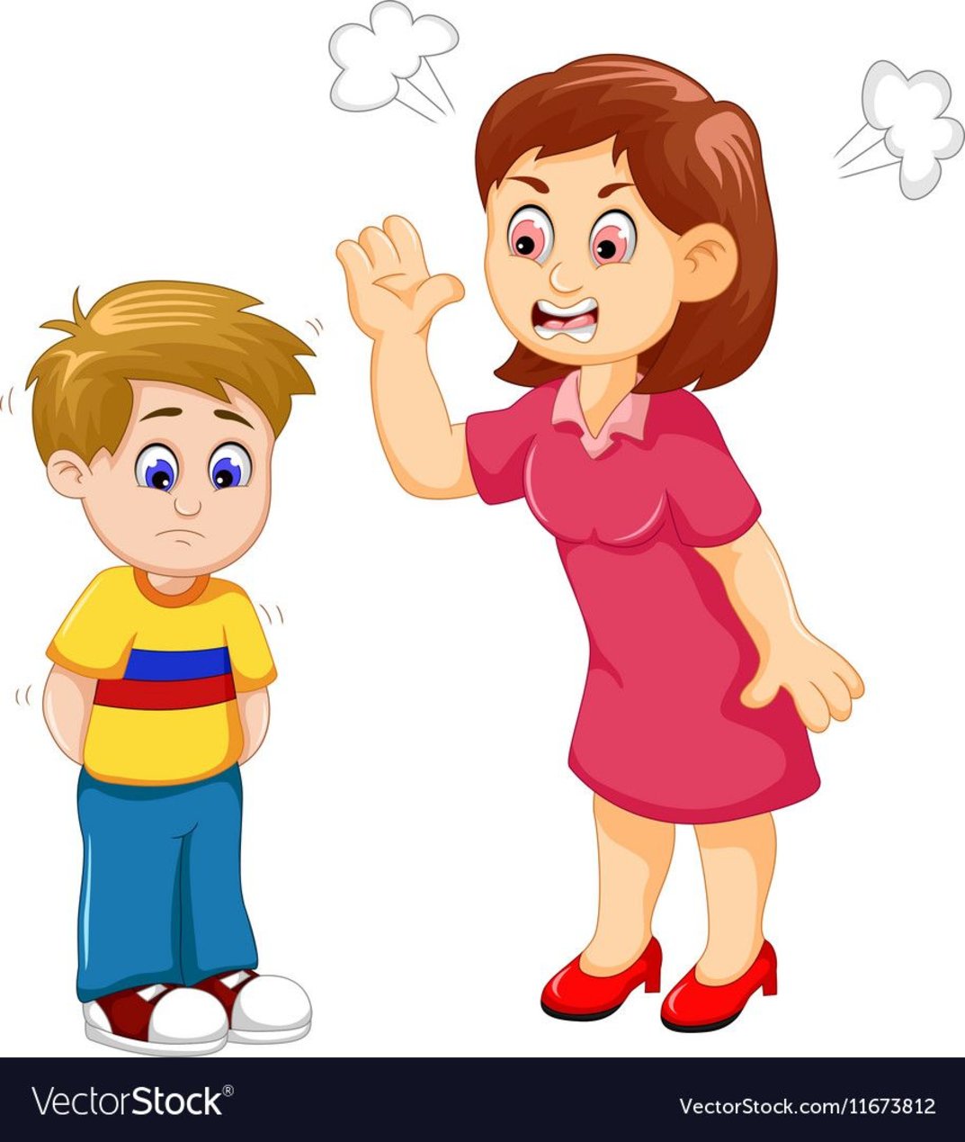 parent scolding child clipart thinking