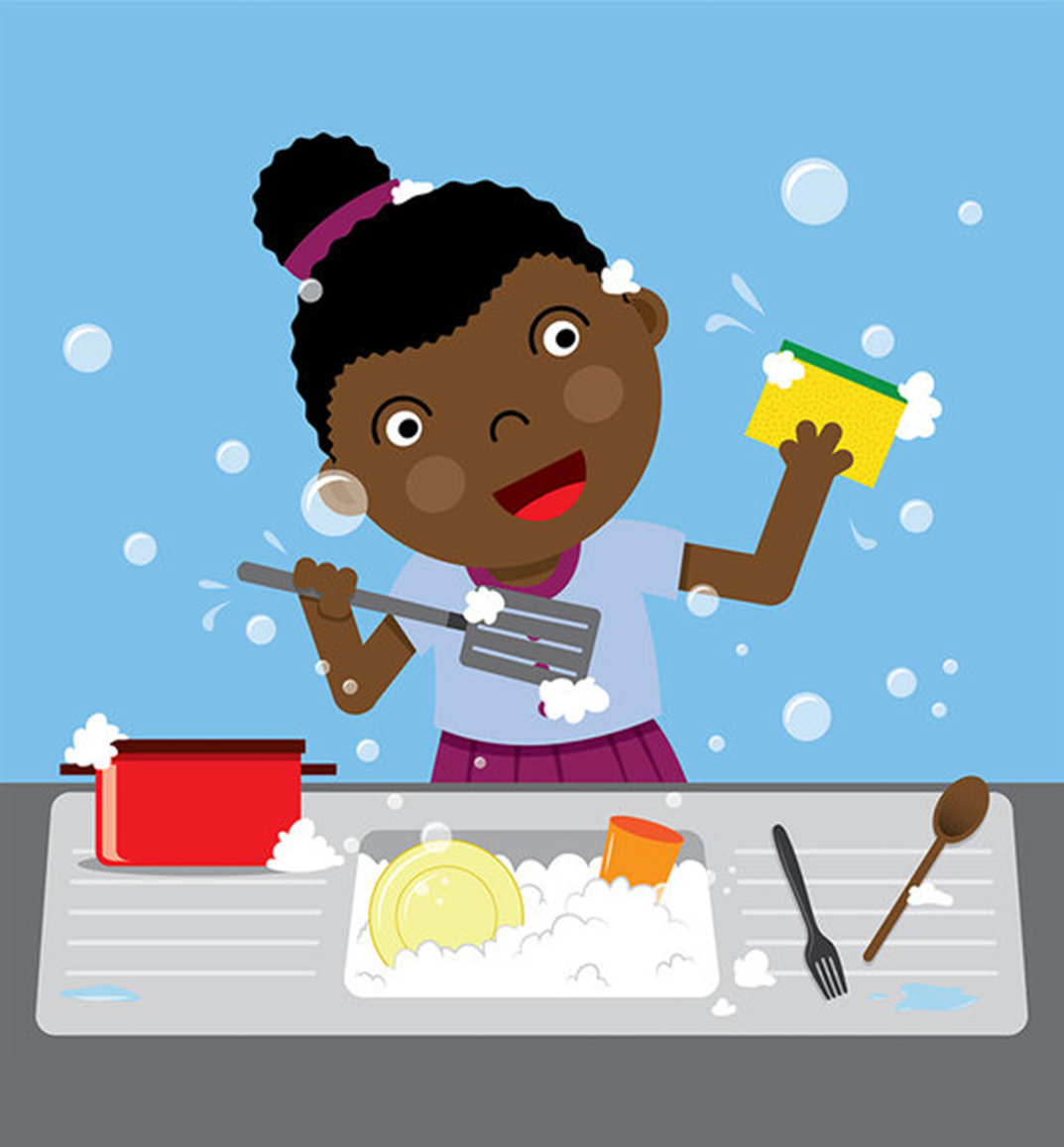 Kitchen Clipart-woman washing dishes in sink