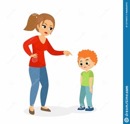 parent scolding child clipart thinking