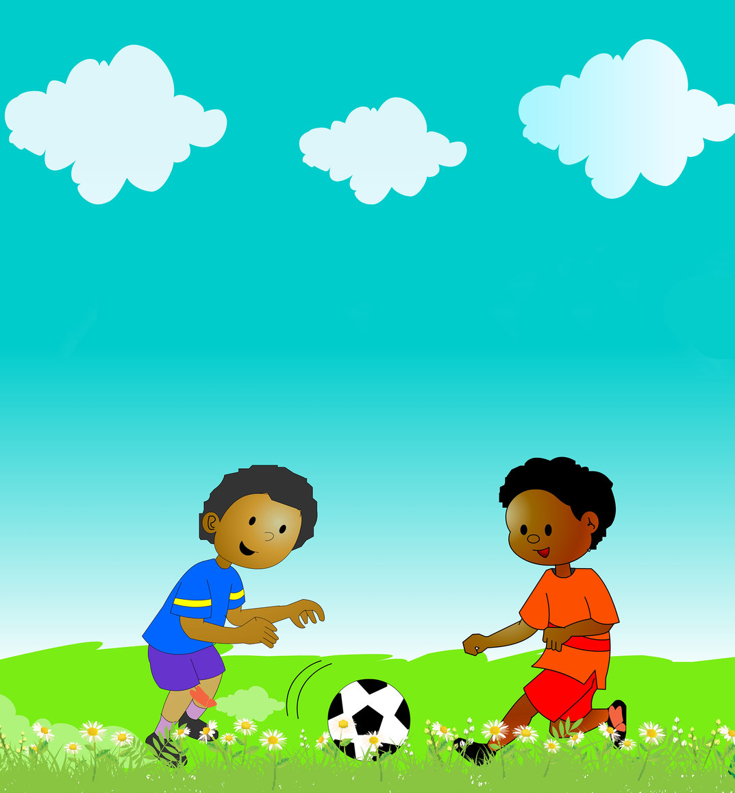 Two boys playing football - StoryWeaver