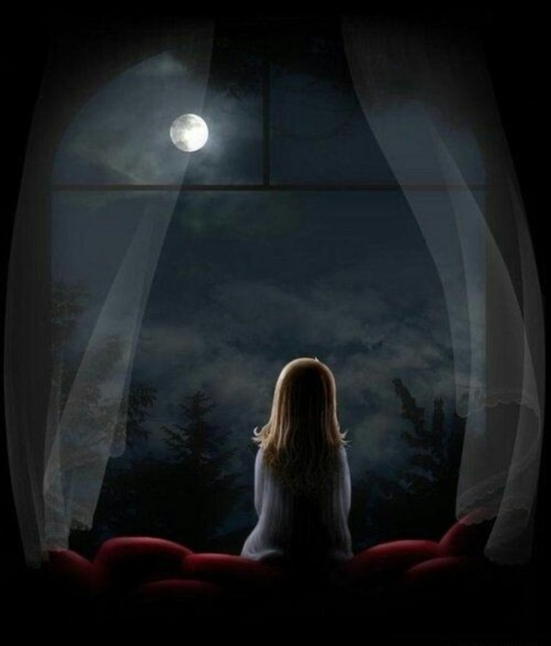 Girl sitting In the night - StoryWeaver