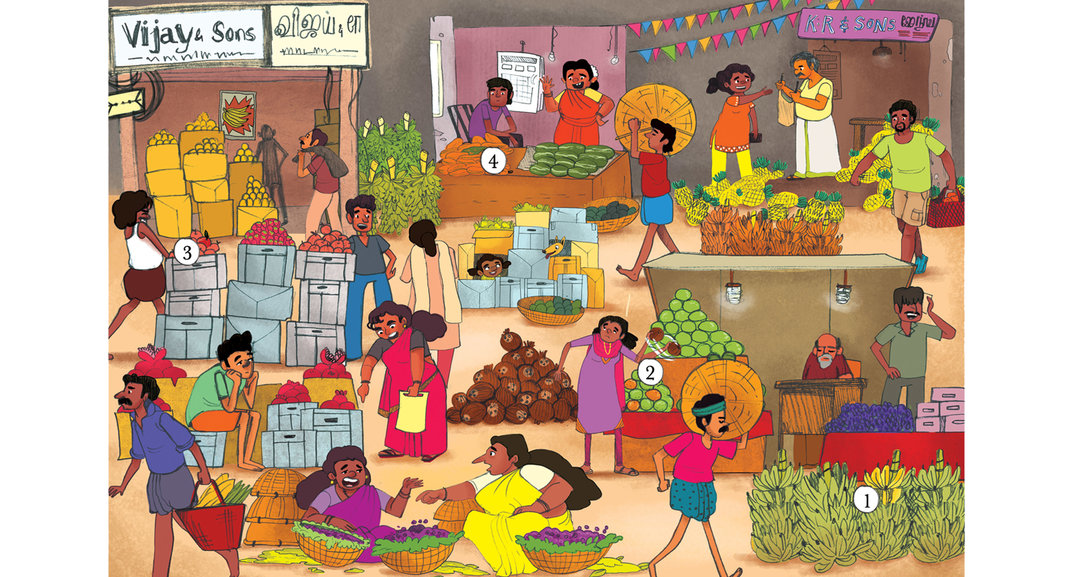 Busy Indian fruit market - StoryWeaver